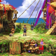 Chrono Cross' Serge stands in the middle of his home village.